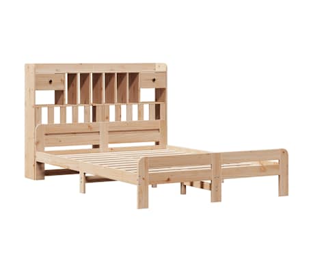 vidaXL Ł&oacute;żko z regałem, bez materaca, 140x190 cm, sosnowe