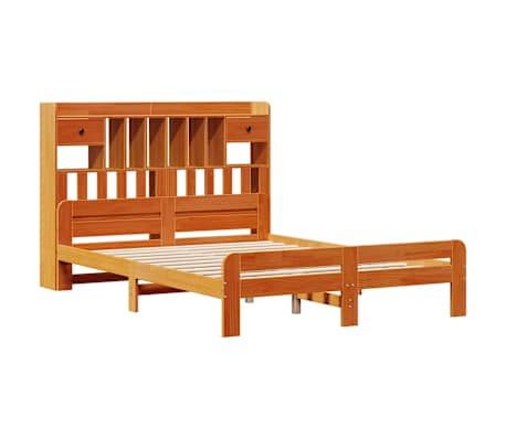 vidaXL Lit biblioth&egrave;que sans matelas cire marron 140x190 cm pin massif