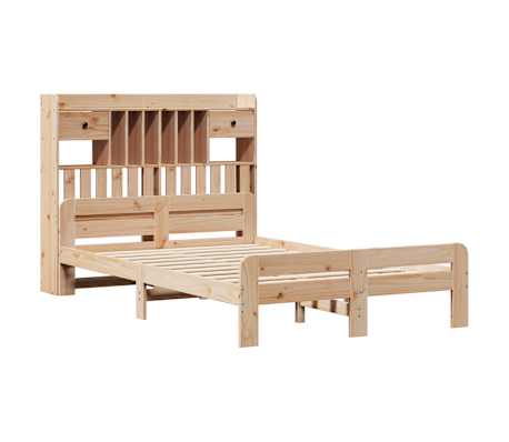 vidaXL Massivholzbett mit Regal ohne Matratze 135x190 cm Kiefernholz