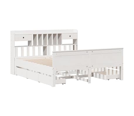 vidaXL Κρεβάτι Βιβλιοθήκη Χωρίς Στρώμα 200x200 εκ Μασίφ Ξύλο Πεύκου