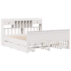 vidaXL Κρεβάτι Βιβλιοθήκη Χωρίς Στρώμα 200x200 εκ Μασίφ Ξύλο Πεύκου