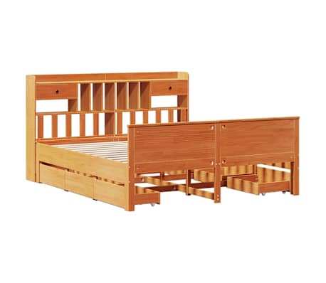 vidaXL R&uacute;mgrind me&eth; B&oacute;kahillu &aacute;n D&yacute;nu Vaxbr&uacute;n 180x200 cm Gegnheil Fura