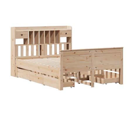 vidaXL Bed met boekenkast zonder matras massief grenenhout 150x200 cm