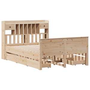 vidaXL Bed met boekenkast zonder matras massief grenenhout 150x200 cm