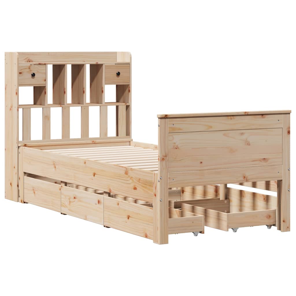 vidaXL Bed met boekenkast zonder matras massief grenenhout 100x200 cm afbeelding