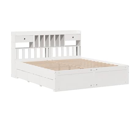 vidaXL Bed met boekenkast zonder matras grenenhout wit 200x200 cm