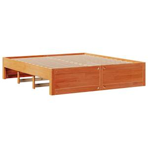 Postel s knihovnou bez matrace 200 x 200 cm masivní borovice - obrázek 7