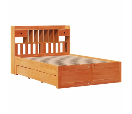vidaXL Lit biblioth&egrave;que sans matelas cire marron 160x200 cm pin massif