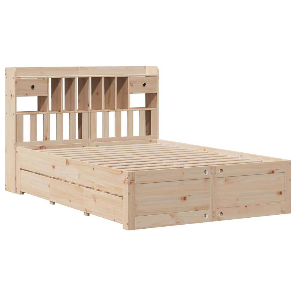 vidaXL Bed met boekenkast zonder matras massief grenenhout 140x200 cm afbeelding