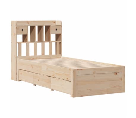 vidaXL Cama com estante sem colch&atilde;o 100x200 cm pinho maci&ccedil;o