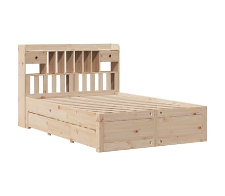 vidaXL Bookcase Bed without Mattress 140x190 cm Solid Wood Pine
