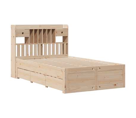 vidaXL Pat cu bibliotecă fără saltea, 120x190 cm, lemn masiv de pin