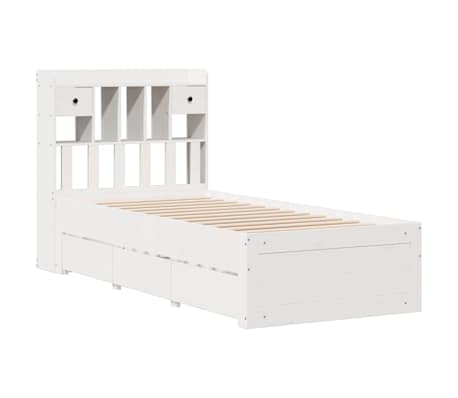 vidaXL Krevet s regalom za knjige bez madraca bijeli 90x190cm borovina