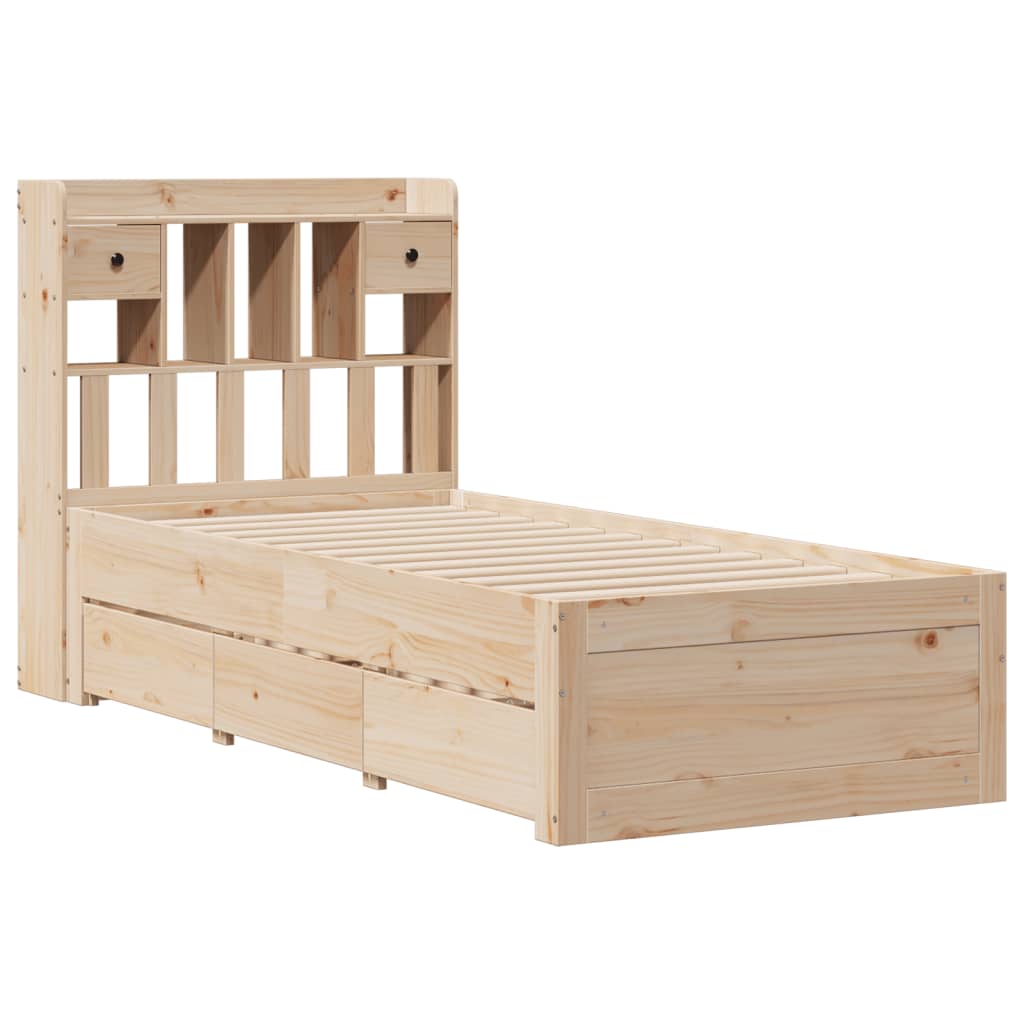 vidaXL Bed met boekenkast zonder matras massief grenenhout 75x190 cm afbeelding