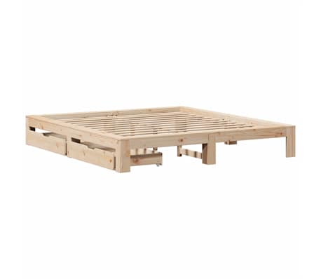 vidaXL Posteljni okvir brez vzmetnice 200x200 cm trdna borovina