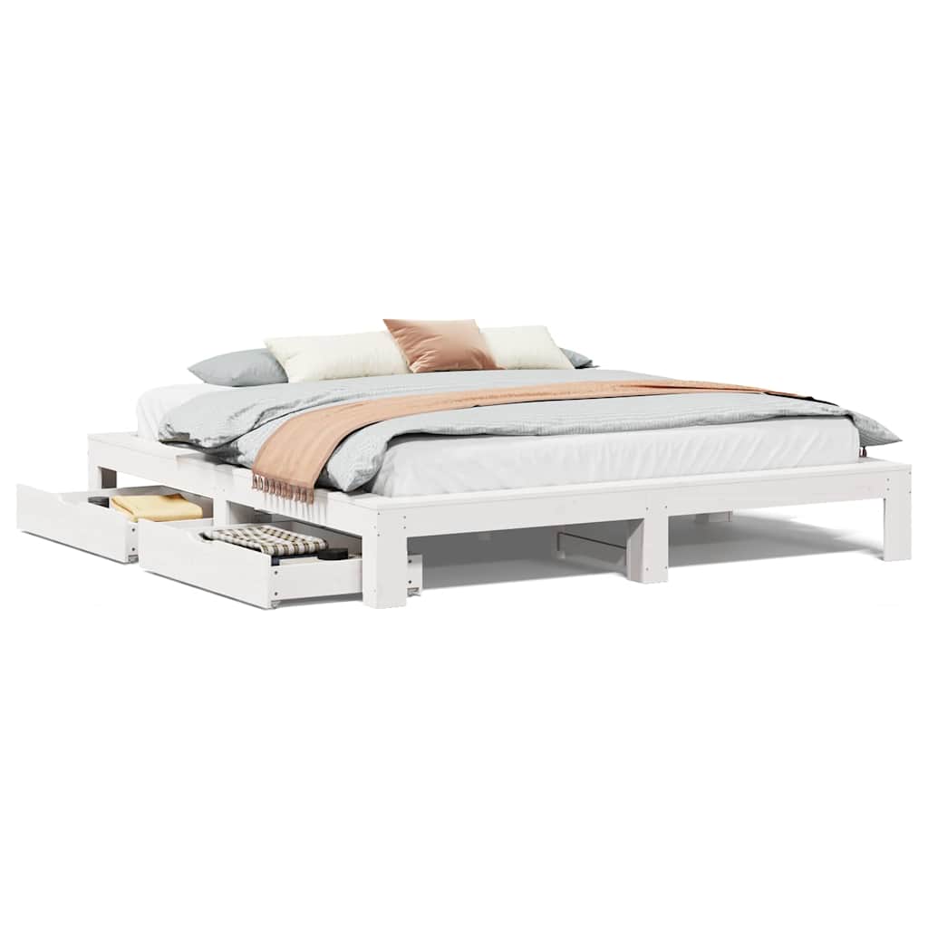 E-shop vidaXL Posteľ bez matraca biela 200x200 cm masívna borovica