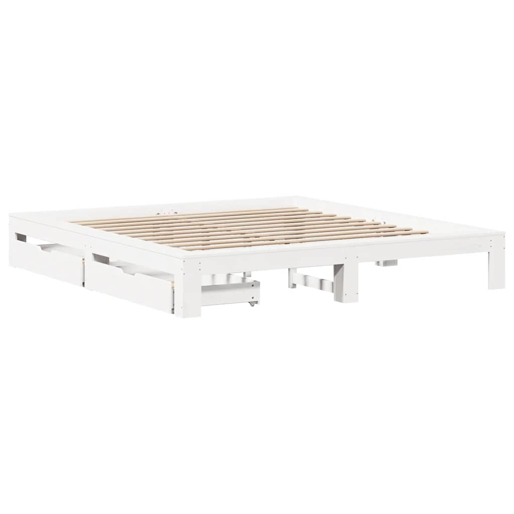 vidaXL Bedframe zonder matras massief grenenhout wit 200x200 cm afbeelding