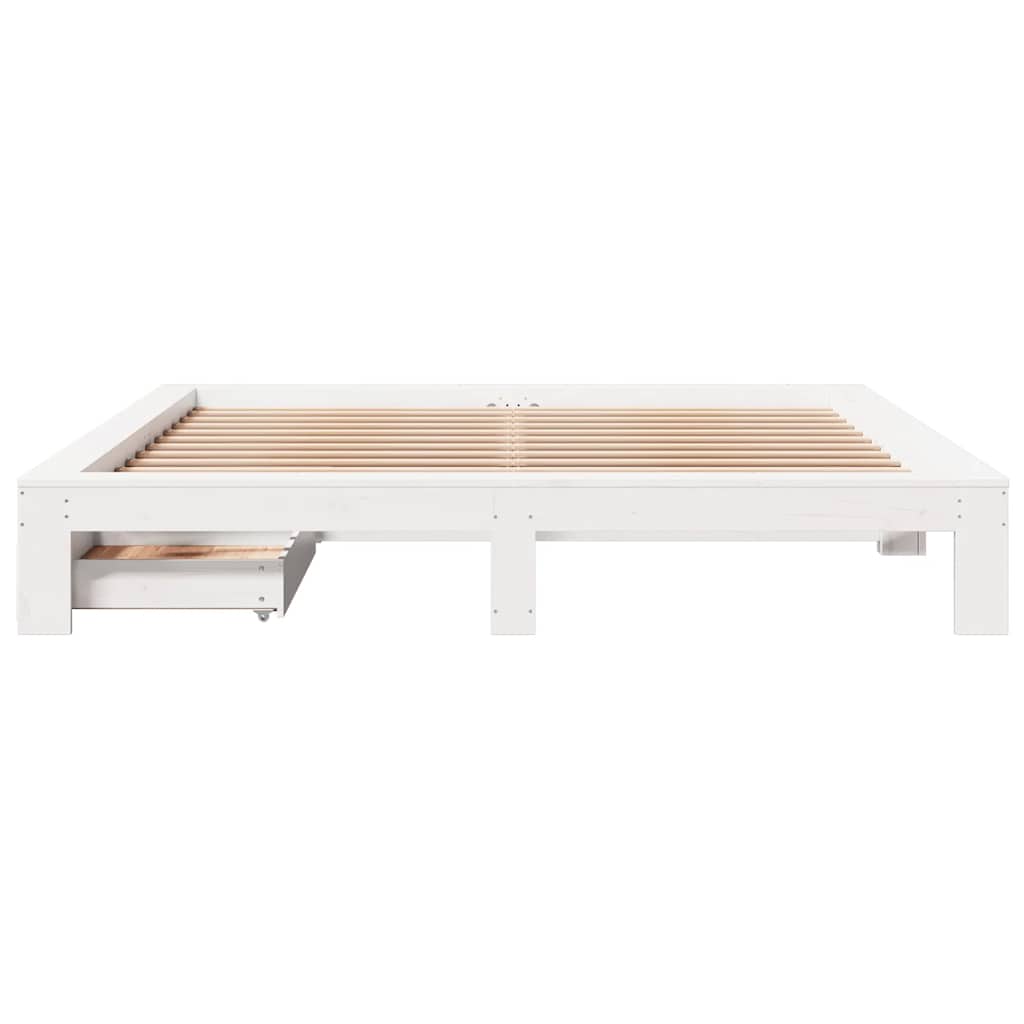 vidaXL Bedframe zonder matras massief grenenhout wit 200x200 cm, foto 4