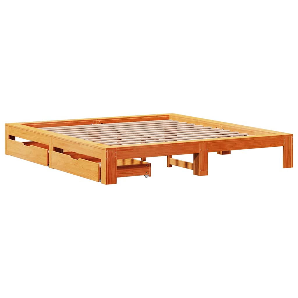 vidaXL Bedframe zonder matras massief grenenhout wasbruin 180x200 cm afbeelding