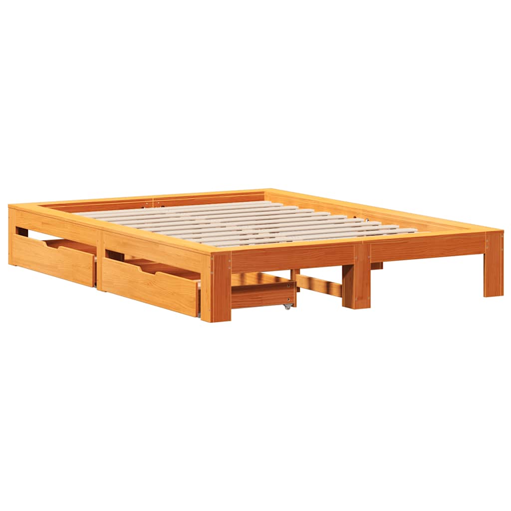 vidaXL Bedframe zonder matras massief grenenhout wasbruin 160x200 cm afbeelding
