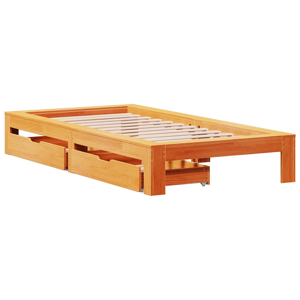 vidaXL Bedframe zonder matras massief grenenhout wasbruin 100x200 cm afbeelding