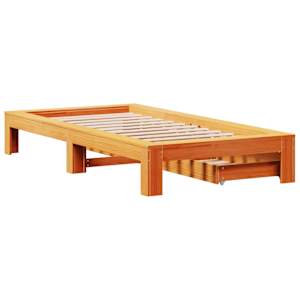 Postel bez matrace voskově hnědá 90 x 200 cm masivní borovice - obrázek 8