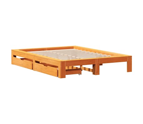 vidaXL Letto senza Materasso Marrone Cera 140x190 cm in Legno di Pino