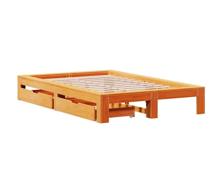 vidaXL Sengeramme uten madrass voksbrun 120x190 cm heltre furu