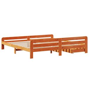 Postel bez matrace voskově hnědá 200 x 200 cm masivní borovice - obrázek 8