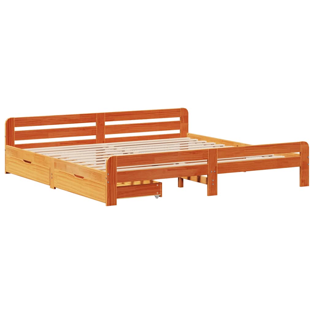 vidaXL Bedframe zonder matras massief grenenhout wasbruin 180x200 cm afbeelding