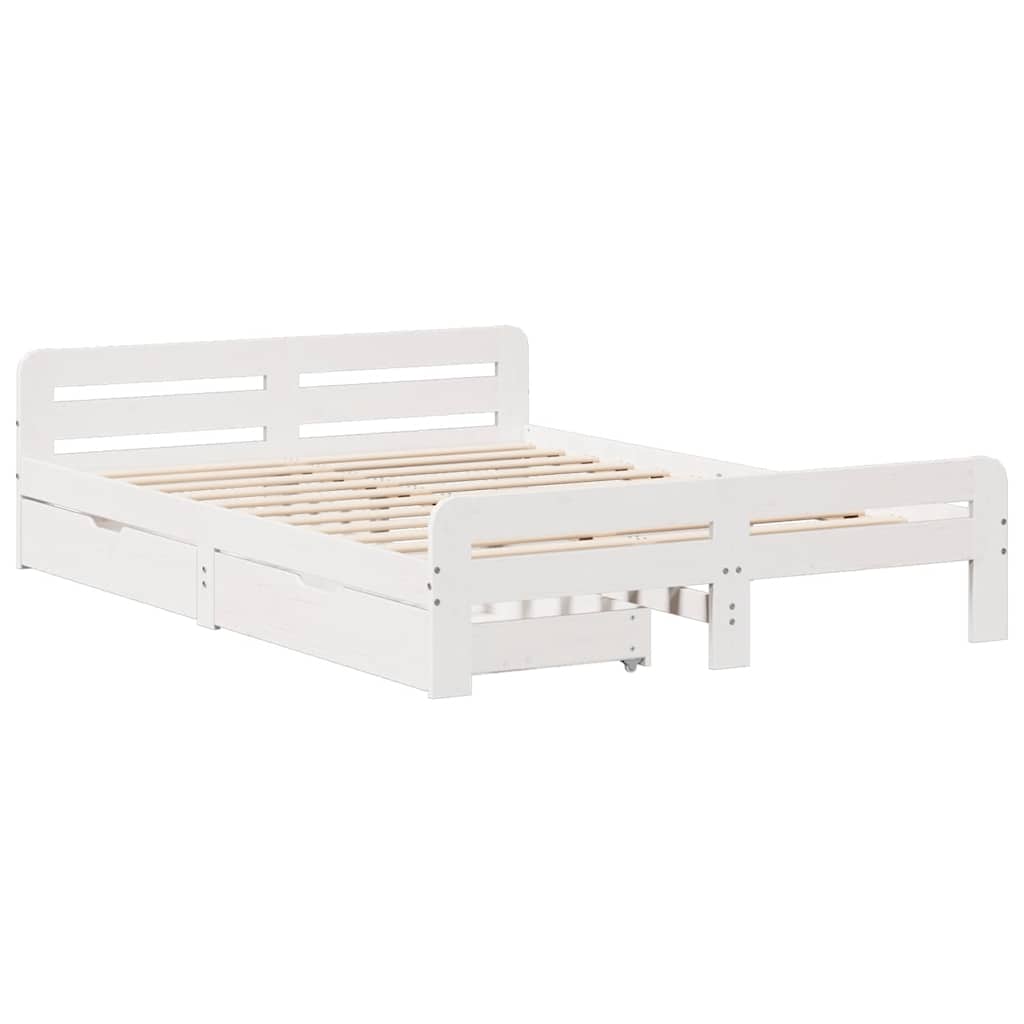 vidaXL Bedframe zonder matras massief grenenhout wit 160x200 cm afbeelding