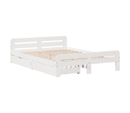vidaXL Massivholzbett ohne Matratze Wei&szlig; 160x200 Kiefernholz