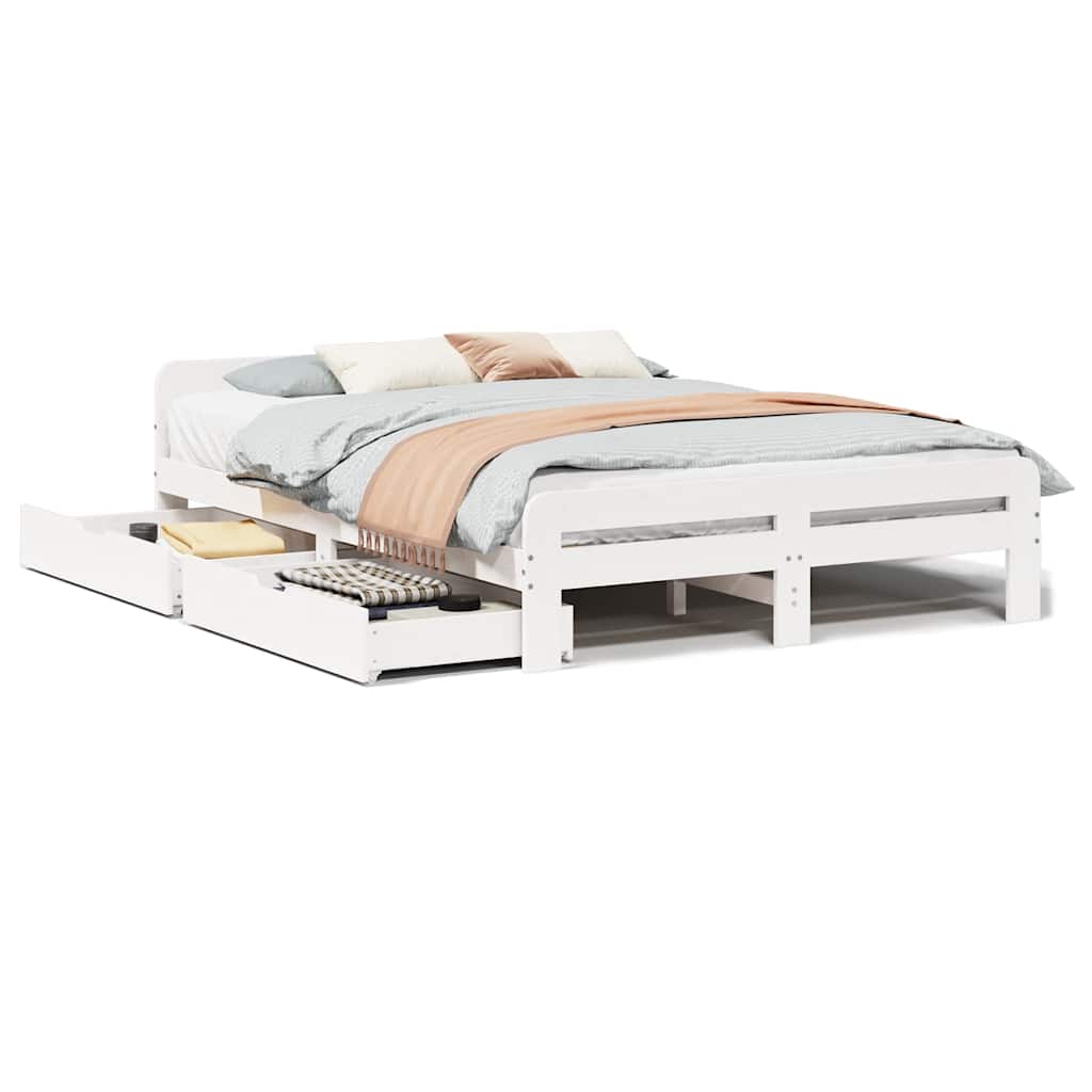 vidaXL Okvir kreveta bez madraca bijeli 140x200 cm od masivne borovine-image-3309039