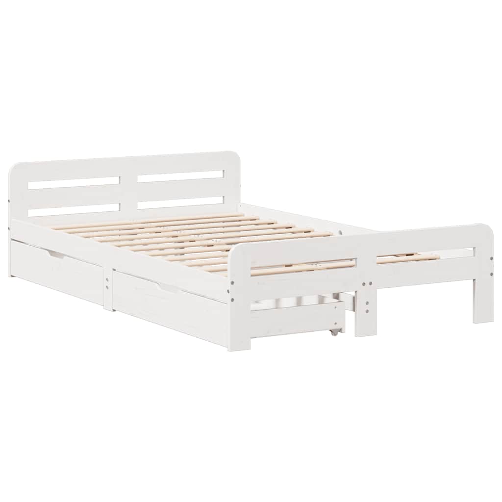 vidaXL Bedframe zonder matras massief grenenhout wit 120x200 cm afbeelding