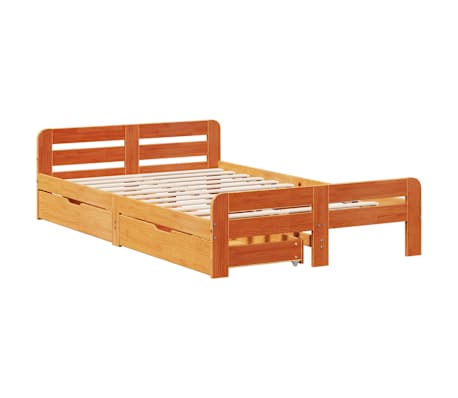 vidaXL Bedframe zonder matras massief grenenhout wasbruin 120x200 cm
