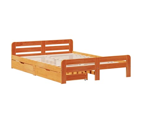 vidaXL Cadre de lit sans matelas cire marron 140x190cm bois pin massif
