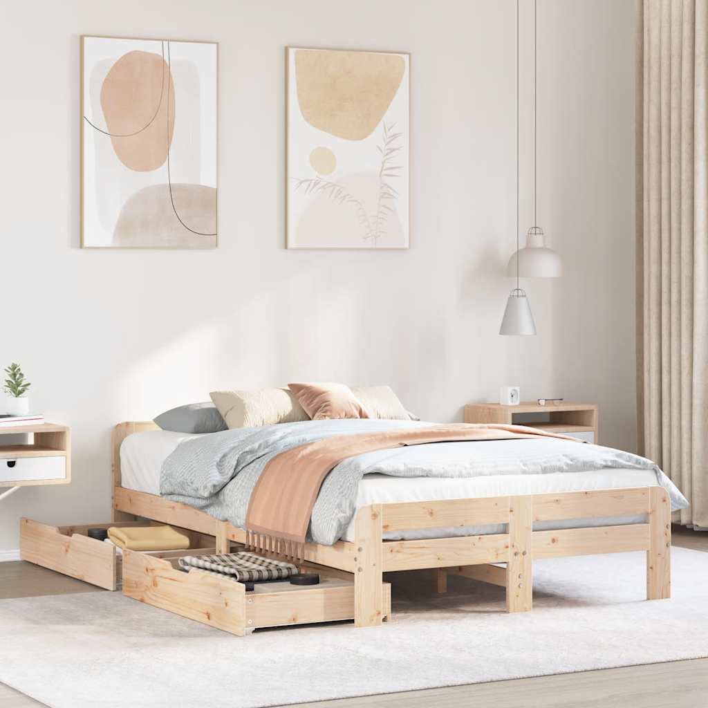 vidaXL Sänky ilman patjaa 120x190 cm täysi mänty