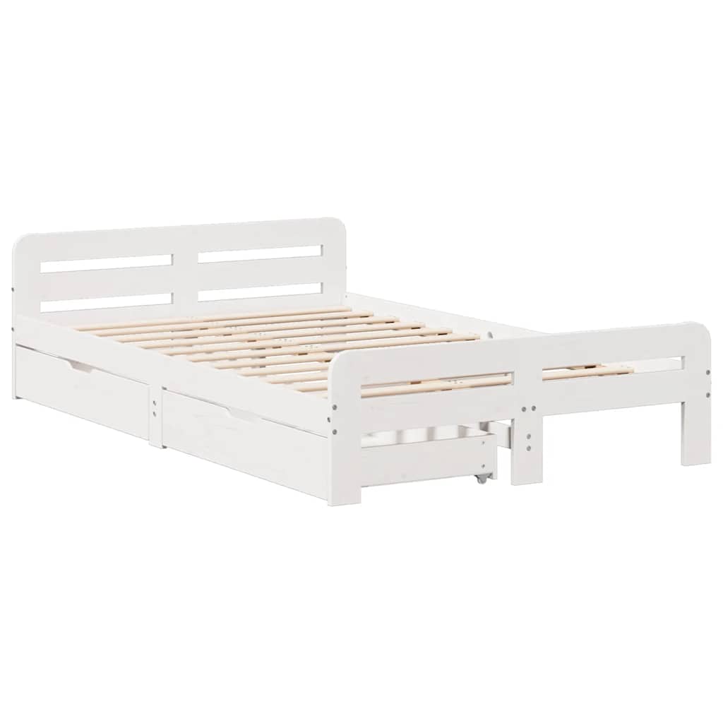 vidaXL Bedframe zonder matras massief grenenhout wit 120x190 cm afbeelding