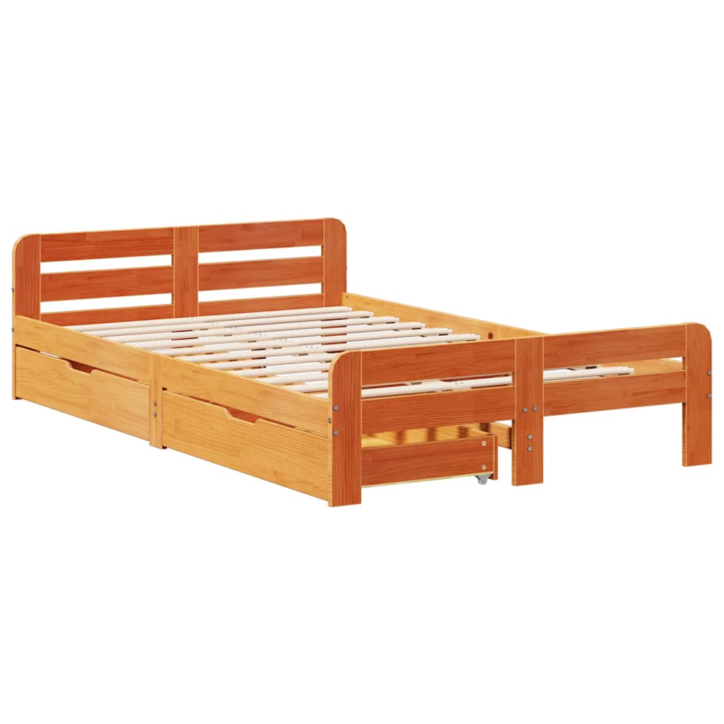 vidaXL Bedframe zonder matras massief grenenhout wasbruin 120x190 cm afbeelding