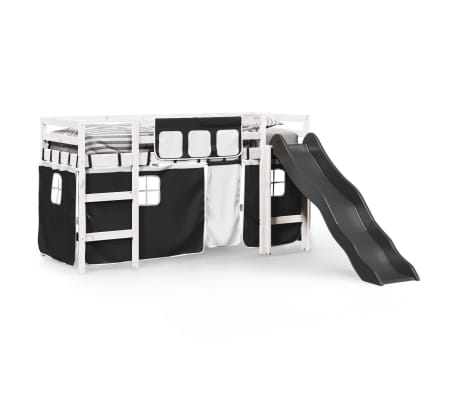 vidaXL K&oslash;yeseng for barn gardiner hvit og svart 90x200 cm heltre furu