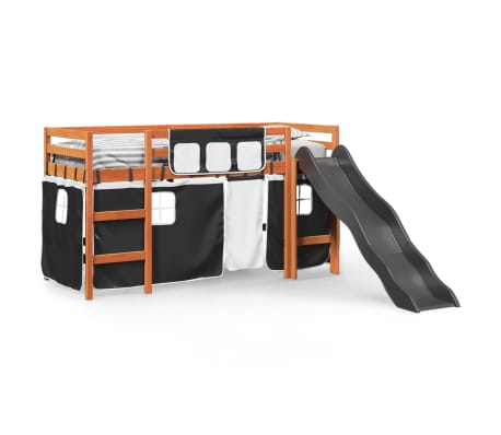 vidaXL Lasten parvis&auml;nky verhoilla mustavalk. 90x190 cm t&auml;ysi m&auml;nty