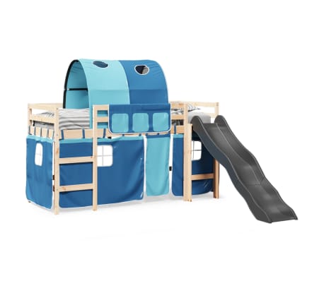 vidaXL Cama alta para crian&ccedil;a com t&uacute;nel 80x200 cm pinho maci&ccedil;o azul