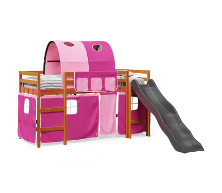 vidaXL Kids' Loft Bed with Tunnel Pink 90x200 cm Solid Wood Pine