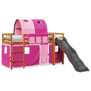 vidaXL Kids' Loft Bed with Tunnel Pink 90x200 cm Solid Wood Pine