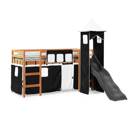 vidaXL Lasten parvis&auml;nky tornilla mustavalkoinen 90x190 cm t&auml;ysi m&auml;nty