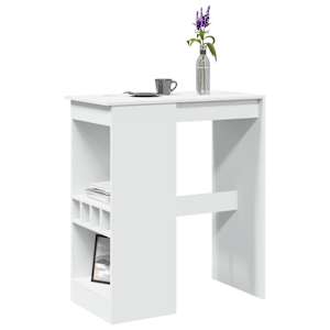 Barska miza s policami bela 90x47,5x103,5 cm inženirski les