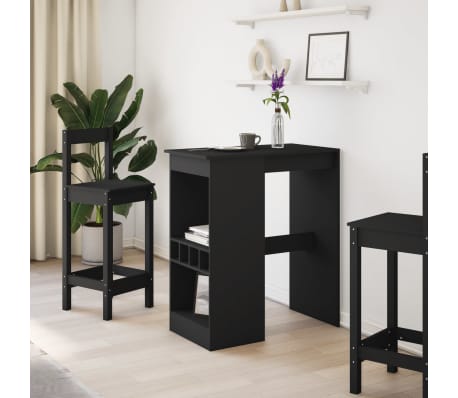 vidaXL Bar Table with Racks Black 90x47.5x103.5 cm Engineered Wood
