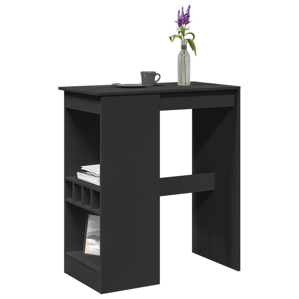 Bartisch mit Regal Schwarz 90×47,5×103,5 cm Holzwerkstoff