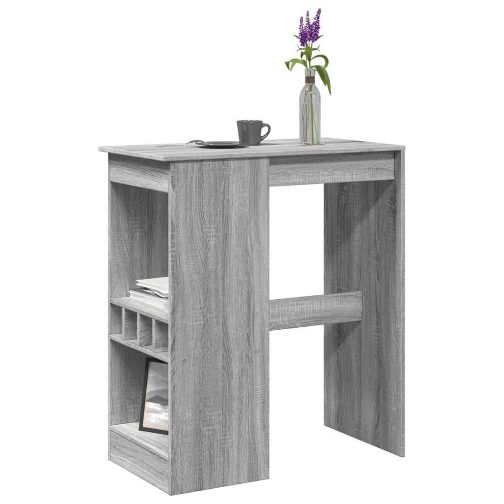 Bartisch mit Regal Grau Sonoma 90×47,5×103,5 cm Holzwerkstoff