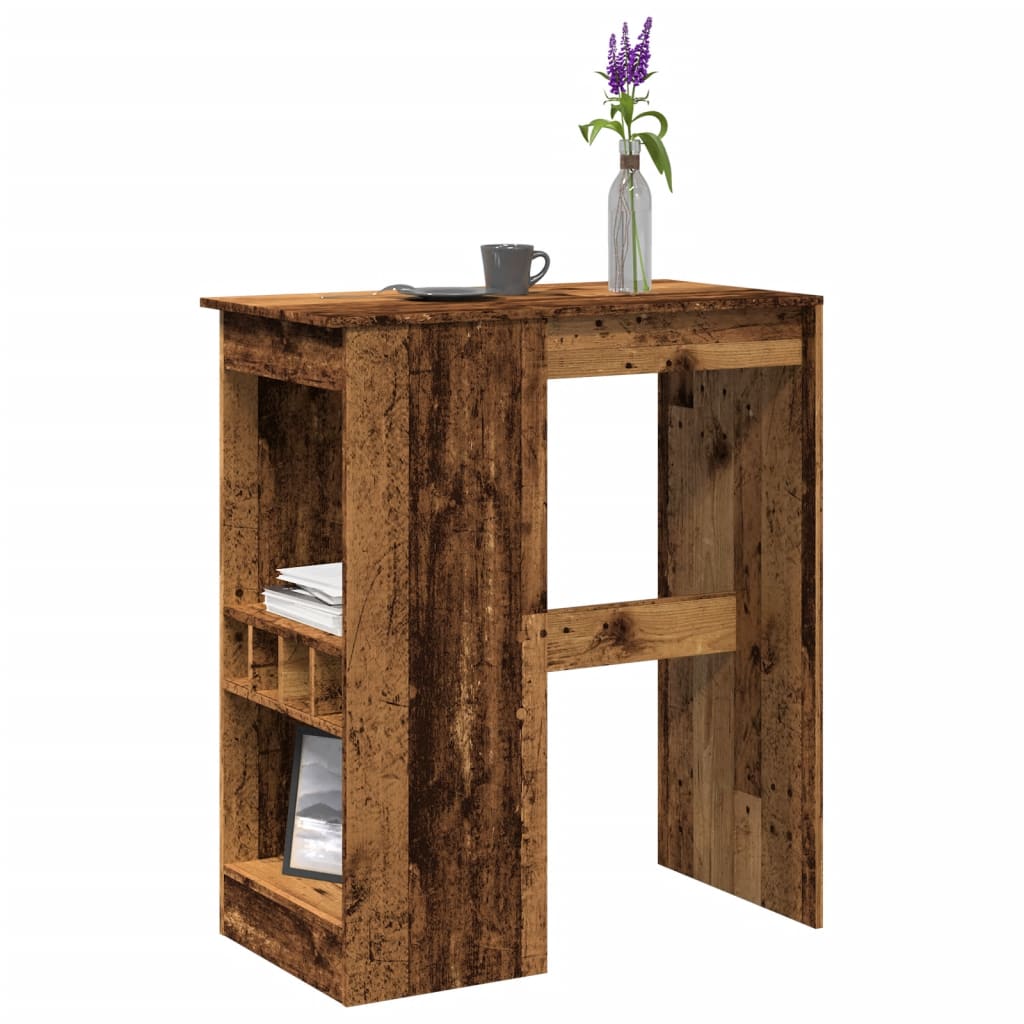 Bartisch mit Regal Altholz-Optik 90×47,5×103,5 cm Holzwerkstoff